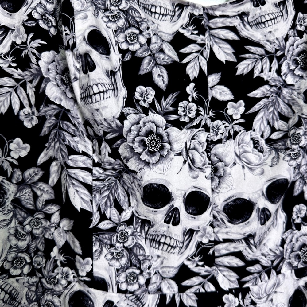 Magnolia Park 3XL Black White Skull Floral Cap Sleeve Fit & Flare Gothic Dress - Picture 3 of 5